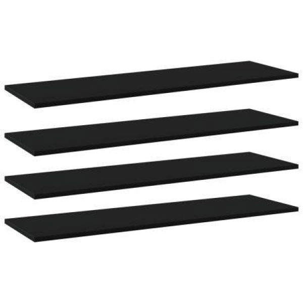 Bookshelf Boards 4 Pcs Black 100x30x1.5 Cm Engineered Wood.