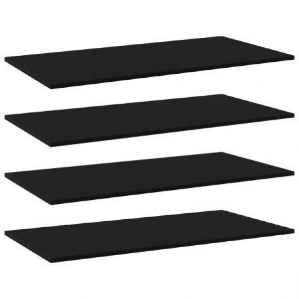 Bookshelf Boards 4 Pcs Black 100x50x1.5 Cm Engineered Wood.