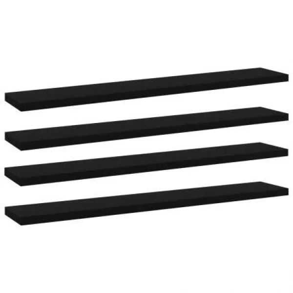 Bookshelf Boards 4 pcs Black 60x10x1.5 cm Engineered Wood