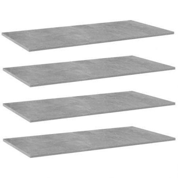 Bookshelf Boards 4 Pcs Concrete Grey 80x30x1.5 Cm Engineered Wood.