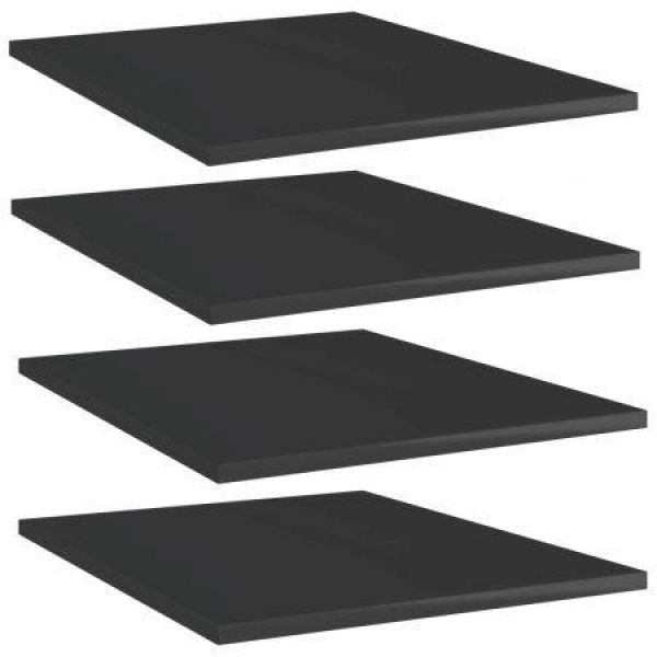 Bookshelf Boards 4 Pcs High Gloss Black 40x50x1.5 Cm Engineered Wood.