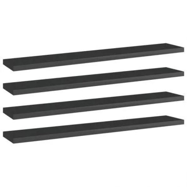 Bookshelf Boards 4 pcs High Gloss Black 60x10x1.5 cm Engineered Wood