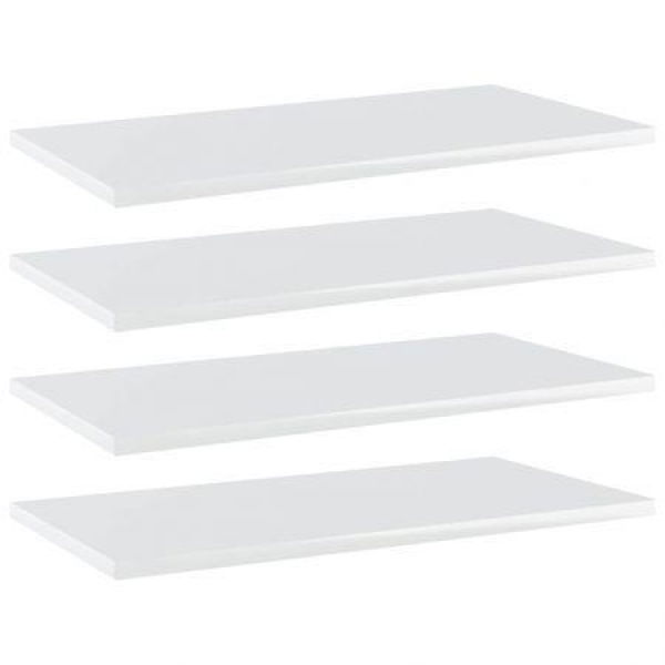 Bookshelf Boards 4 Pcs High Gloss White 60x30x1.5 Cm Engineered Wood.