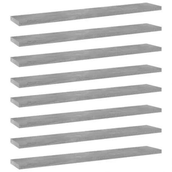 Bookshelf Boards 8 pcs Concrete Grey 60x10x1.5 cm Engineered Wood