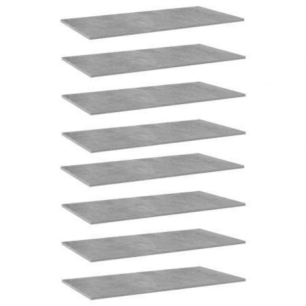 Bookshelf Boards 8 Pcs Concrete Grey 80x20x1.5 Cm Engineered Wood.