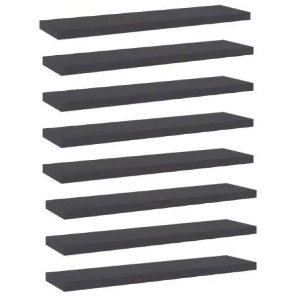 Bookshelf Boards 8 pcs Grey 40x10x1.5 cm Engineered Wood