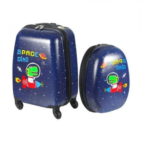 BoPeep 1613 2PCS Kids Luggage Set Travel Suitcase Child Space Dino Backpack