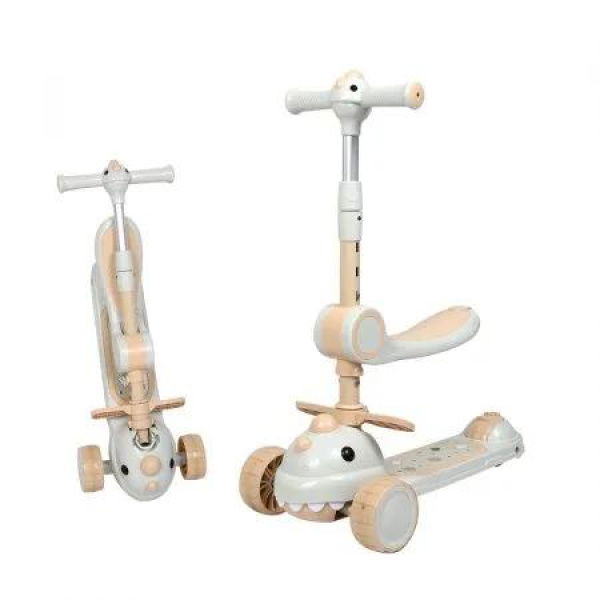 BoPeep Foldable Kids Scooter Flip-able Seat Beige