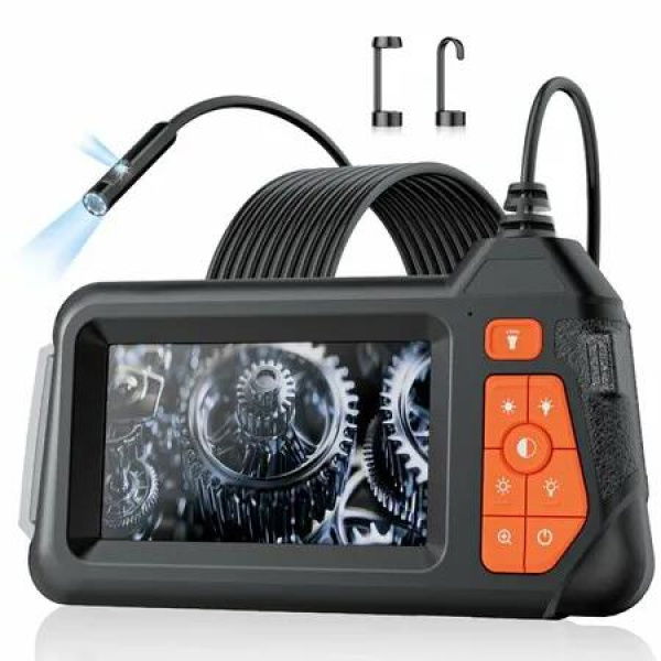 Borescope Endoscope Camera with Light, Dual Lens Industrial Endoscope Borescope Inspection Camera, 1080P HD Flexible 5 Meters Waterproof Bore Scope