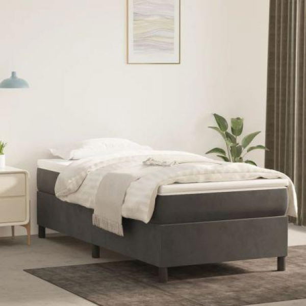 Box Spring Bed Frame Dark Grey 107x203 Cm King Single Velvet