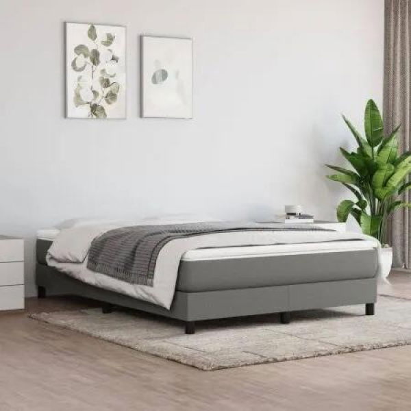 Box Spring Bed Frame Dark Grey 137x190 cm Fabric