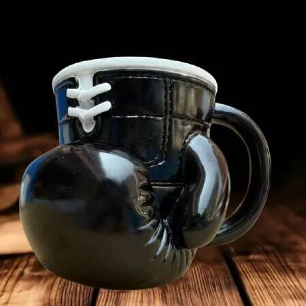 Boxing Glove Mug, Unique Novelty Coffee Cup, Handmade Boxing Coffee Mugs, 3D Gloves Shaped Fun Novelty Tea Cups Black
