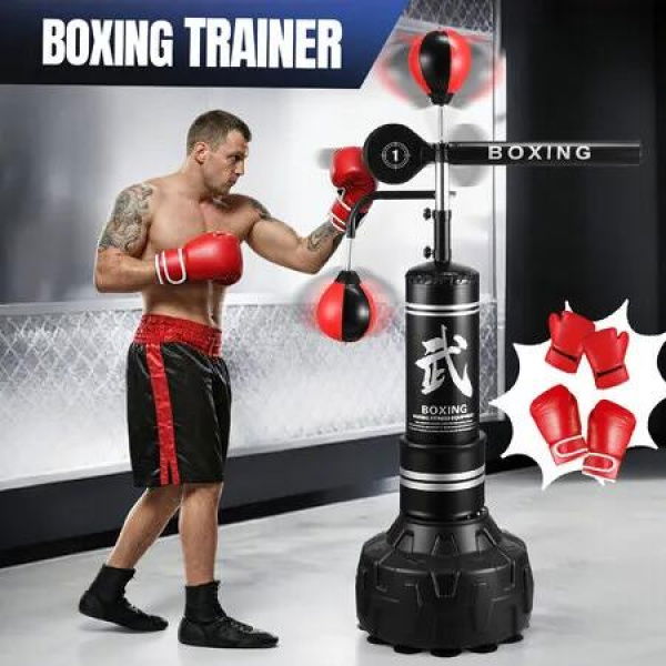 Boxing Speed Bag Balls Set Freestanding Punching Station Gloves Reflex Spinning Bar Equipment Kickboxing Punchbag Stand Heavy Home Gym MMA Training