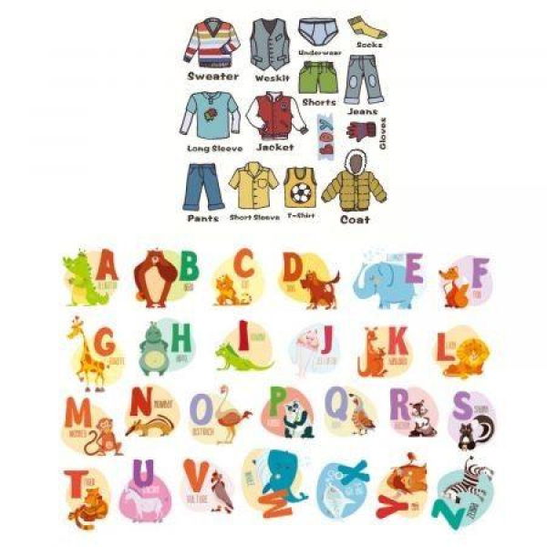 Boys Clothing Label And Alphabet Wall Sticker Wardrobe Classification Tips Storage Organizing Nursery Room Decor