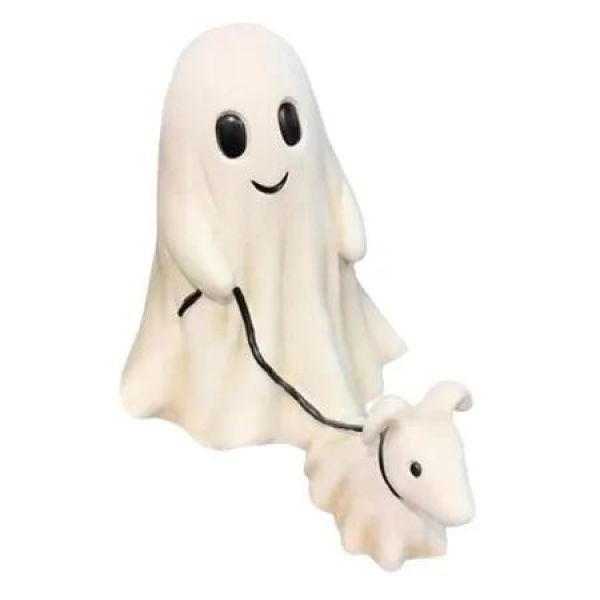 Boys Halloween Ghost Walking Dog Statue 15CM Spooky Ghost Dog Figurine for Home Tabletop Decorations Gift