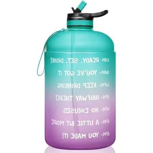 BPA-Free 1 Gallon Motivational Water Bottle: Stay Hydrated with Time Marker and Straw