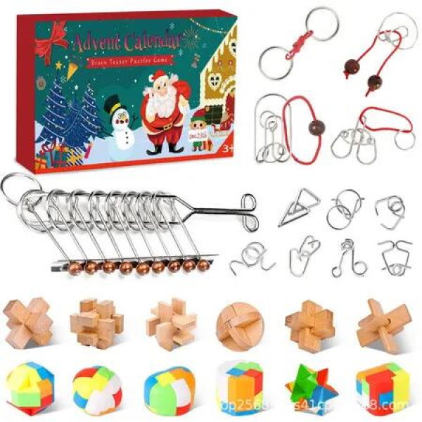 Brain Teaser Advent Calendar 2025, 24 Days Metal Wire Puzzles Christmas Countdown Calendar Fidget Gift for Teens