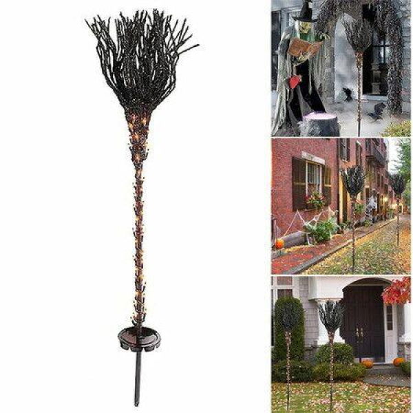 Broomstick Luminous Halloween Witch Broom Creative Party Props For Outdoor Garden Courtyard Decoration