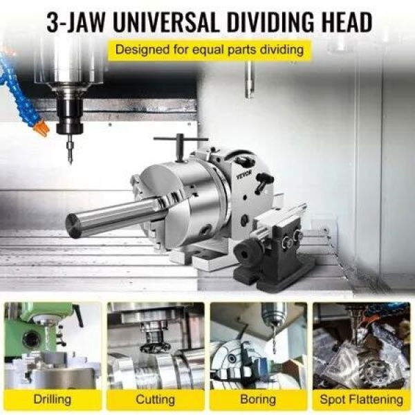 BS-0 Dividing Head 5 Inch Precision Dividing Head Set with 5' 3-jaw Chuck & Tailstock Dividing Plates for Milling Machine