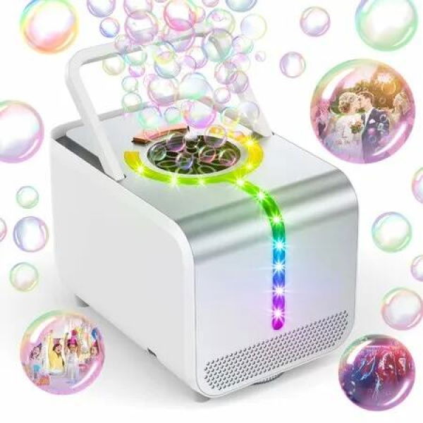 Bubble Machine,Durable Automatic Bubble Blower with LED Lights,Over 20000 Bubbles per Minute,Perfect for Kids Indoor and Outdoor Birthday Parties