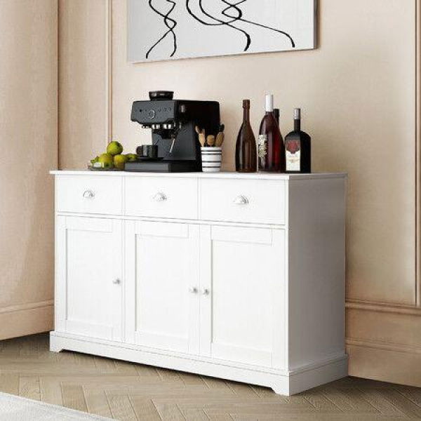 Buffet Sideboard Table Kitchen Pantry Storage Cabinet Console Hallway Cupboard Entryway Wine Organiser Unit White Drawers Doors