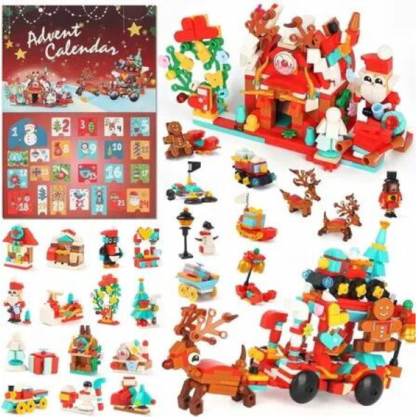 Building Blocks Advent Calendar, Countdown 24 Days Surprise Small Box Christmas Building Set Advent Calendar Toys Gift for Kids