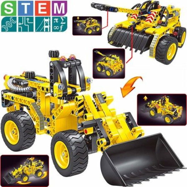 Building Toys Gifts (Bulldozer & Tank) Construction Engineering Set For Kids Christmas Birthday Best Educational STEM Learning Kits.