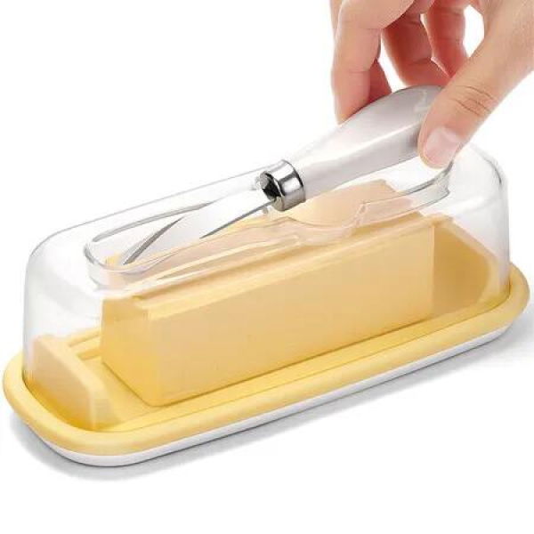 Butter Dish With Lid, Butter Container With Butter Kinfe,Covered Butter Dish For Countertop Or Fridge,Plastic Butter Dishes With Silicone Bottom