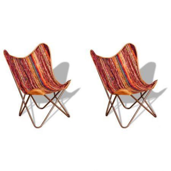 Butterfly Chairs 2 Pcs Multicolour Chindi Fabric