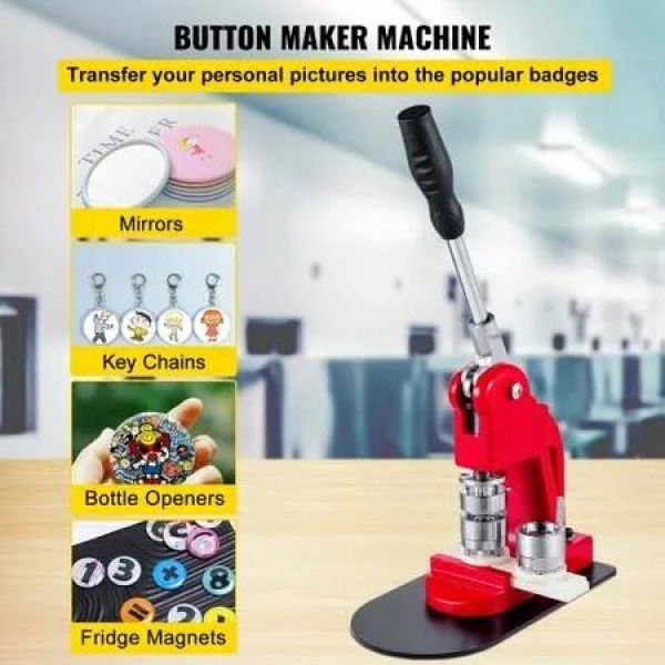 Button Maker 1 inch Button Badge Maker 25mm Pins Punch Press Machine 499 pcs Free Button Parts + Circle Cutter (25mm 499pcs) for Halloween