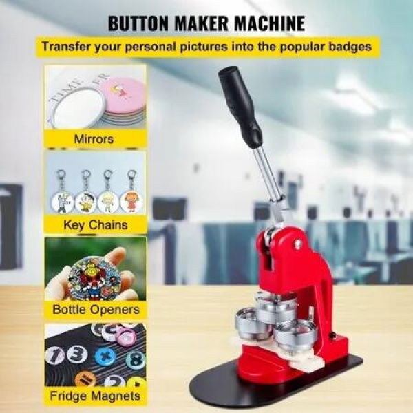 Button Maker 2.28 Button and Badge Maker Machine Button Maker Press Punch Press Machine with 500 Buttons 58mm(500pcs)