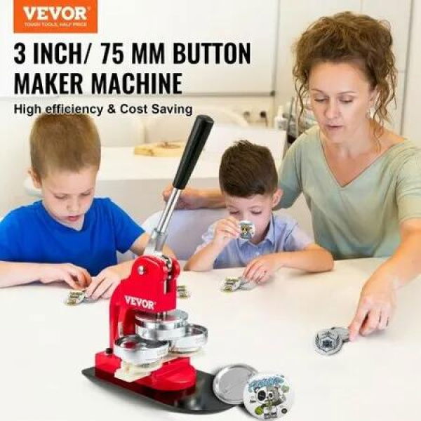 Button Maker Machine, 75 mm (3 inch) Badge Punch Press Kit, Children DIY Gifts Pin Maker, Button Making Supplies with 500pcs Button Parts & Circle Cutter & Magic Book