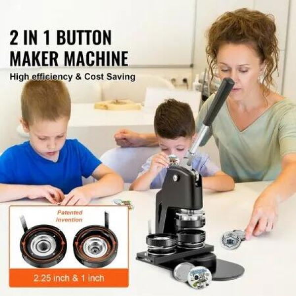 Button Maker Machine Badge Pin Machine 1'+2.25' 500 Free Parts Press Kit