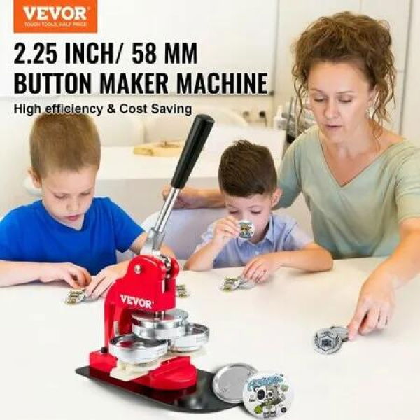 Button Maker Machine Badge Pin Machine 2.25' 58MM 500 Free Parts Press Kit