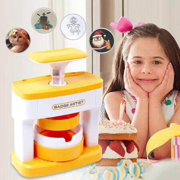 Button Maker Machine, Pin Badge Maker Machine with 48Pcs Badge and 48 Pictures and Circle Cutter, Ideal Gift DIY Kit for Kids