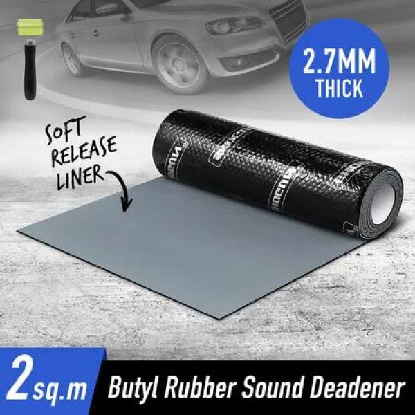Butyl Sound Deadener Car Deadening Mat Audio Noise Insulation Automotive Shock Proofing Shield Vehicle Vibration Dampening Rubber 2.7mm 2 SQM 50x400cm