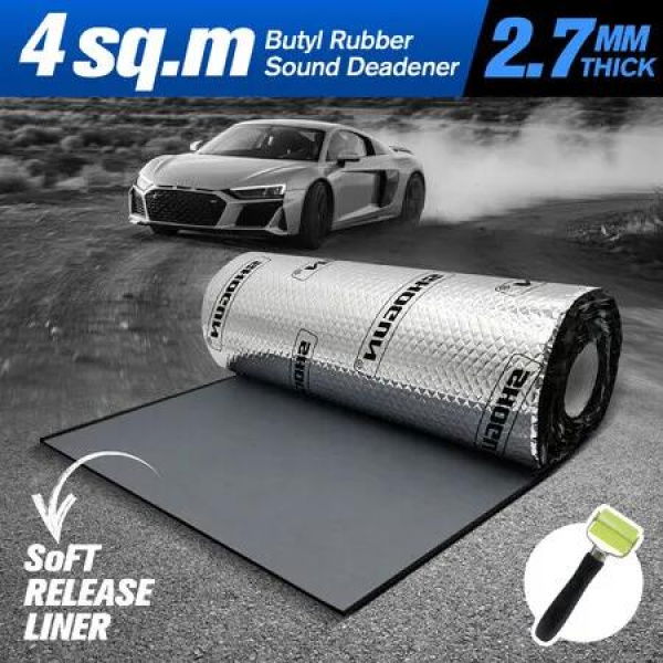 Butyl Sound Deadener Car Noise Insulation Deadening Mat Automotive Shock Proofing Audio Shield Truck Vibration Dampening Rubber 2.7mm 4 SQM 800x50cm