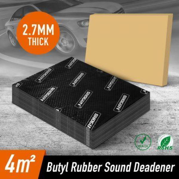 Butyl Sound Deadener Insulation Car Deadening Mat Automotive Proofing Noise Shield Truck Vibration 2.7mm Rubber 4 SQM 20 Pcs.