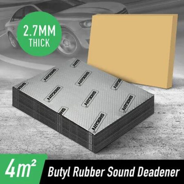 Butyl Sound Deadener Insulation Car Deadening Mat Automotive Shock Proofing Audio Noise Shield Truck SUV Vibration Dampening Rubber 2.7mm 4 SQM 20PCS