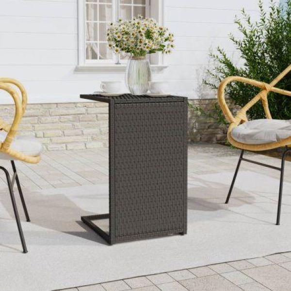 C Table Black 40x35x60 Cm Poly Rattan