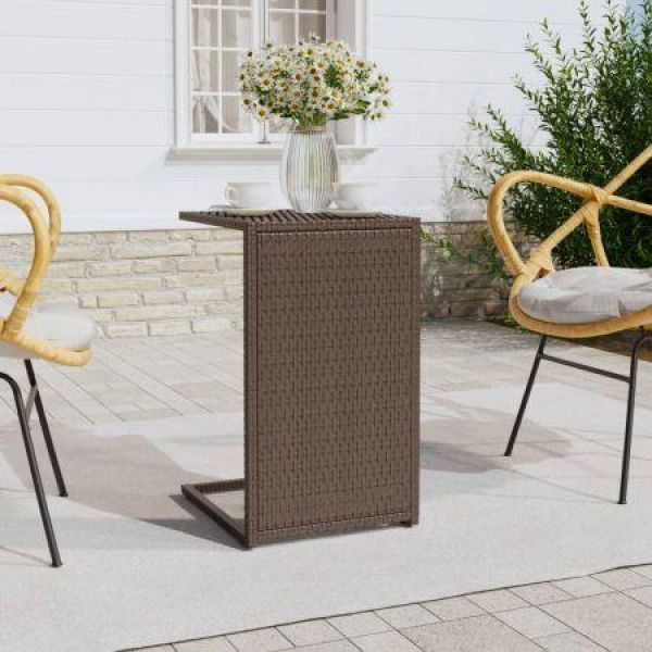 C Table Brown 40x35x60 Cm Poly Rattan