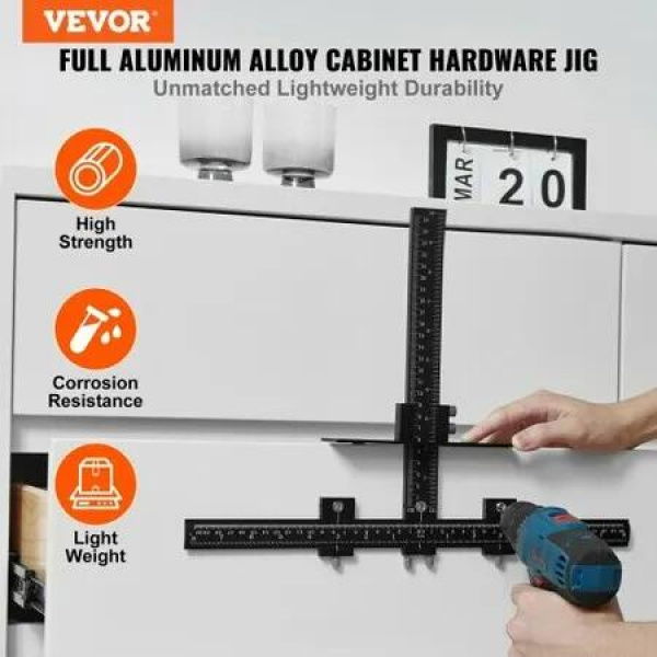 Cabinet Hardware Jig Aluminum Alloy Cabinet Handle Jig with Center Punch