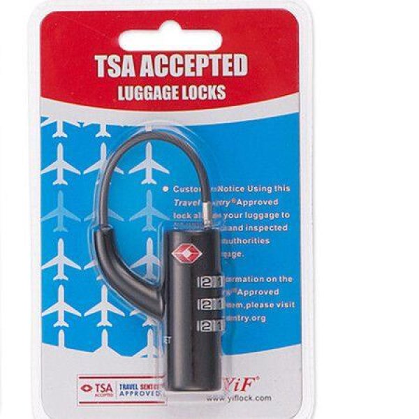 Cable Luggage Locks Resettable Combination With Alloy Body - Black