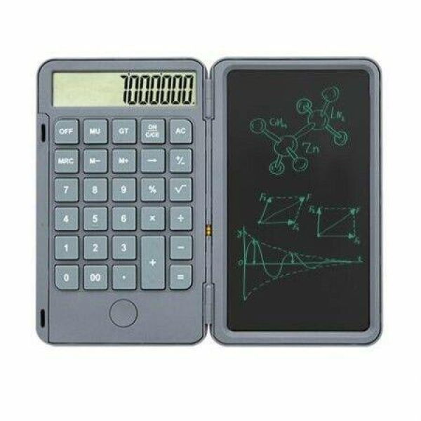 Calculator With 6-inch Writing Tablet 12-Digit Display For Students Kids Office (Grey)