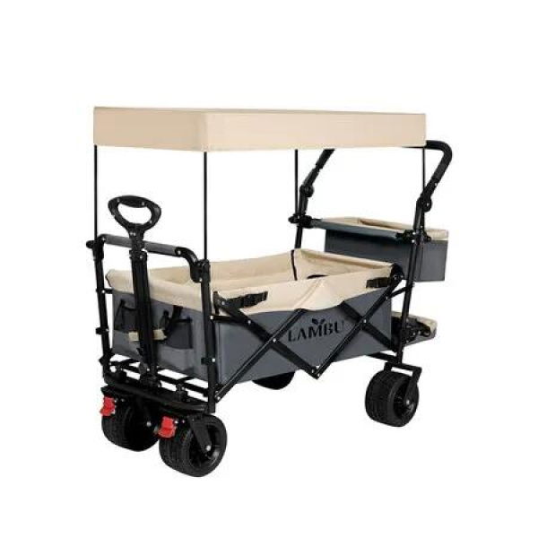 Camping Cart Garden Trolley 150KG Load Beige