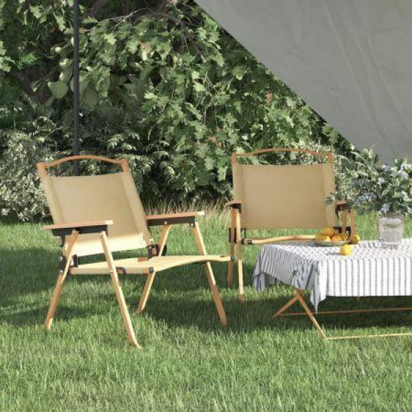 Camping Chairs 2 Pcs Beige 54x43x59 Cm Oxford Fabric