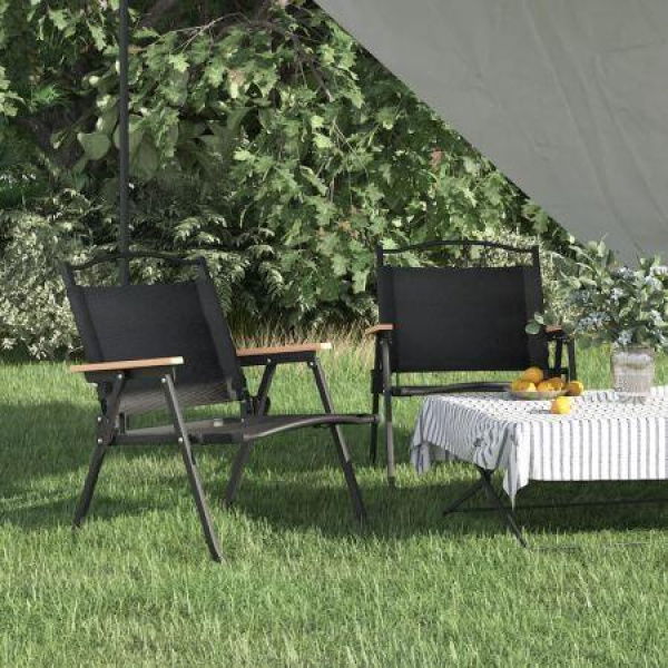 Camping Chairs 2 Pcs Black 54x43x59 Cm Oxford Fabric