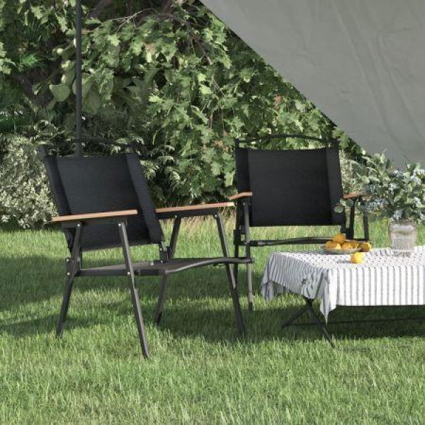 Camping Chairs 2 Pcs Black 54x55x78 Cm Oxford Fabric