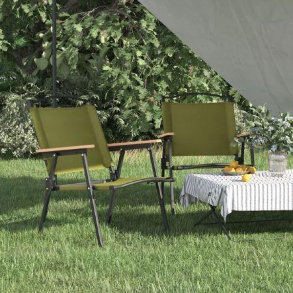 Camping Chairs 2 Pcs Green 54x55x78 Cm Oxford Fabric