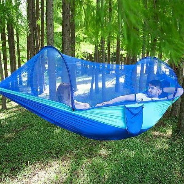 Camping Hammock With Mosquito Net Portable Automatic Quick Open Outdoor Hammock Nylon Parachute Material Hammocks